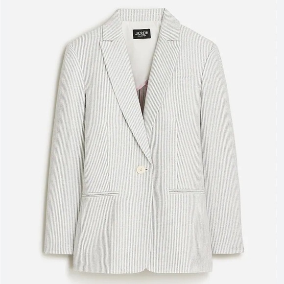 J Crew Collection Blazer Italian linen blend metallic threads Womens Sz 0 Gray - Picture 1 of 16